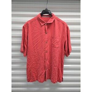 Tommy Bahama Shirt Mens Extra Large Button Up Silk Red Aloha Camp Shirt